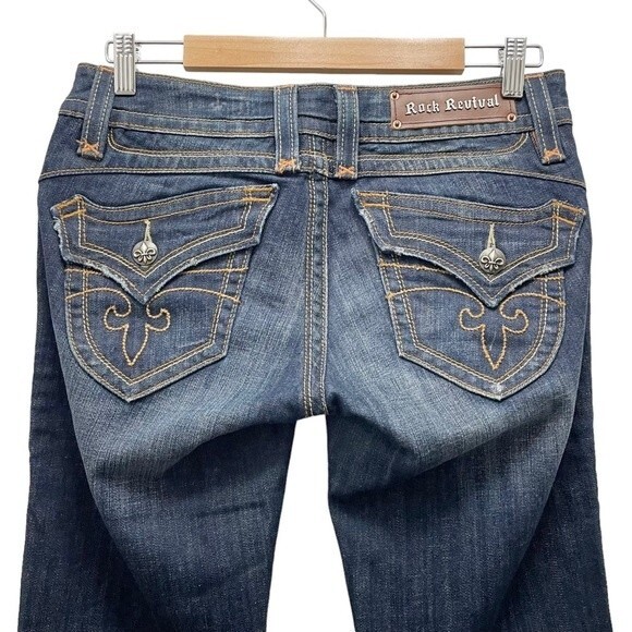 Rock Revival Jeans Chrissie Bootcut FDL Back Flap Pocket Dark Wash Denim Size 29 - Picture 5 of 14